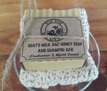 Load image into Gallery viewer, Goat&#39;s Milk and Honey Soap and Shampoo Bar with wash cloth